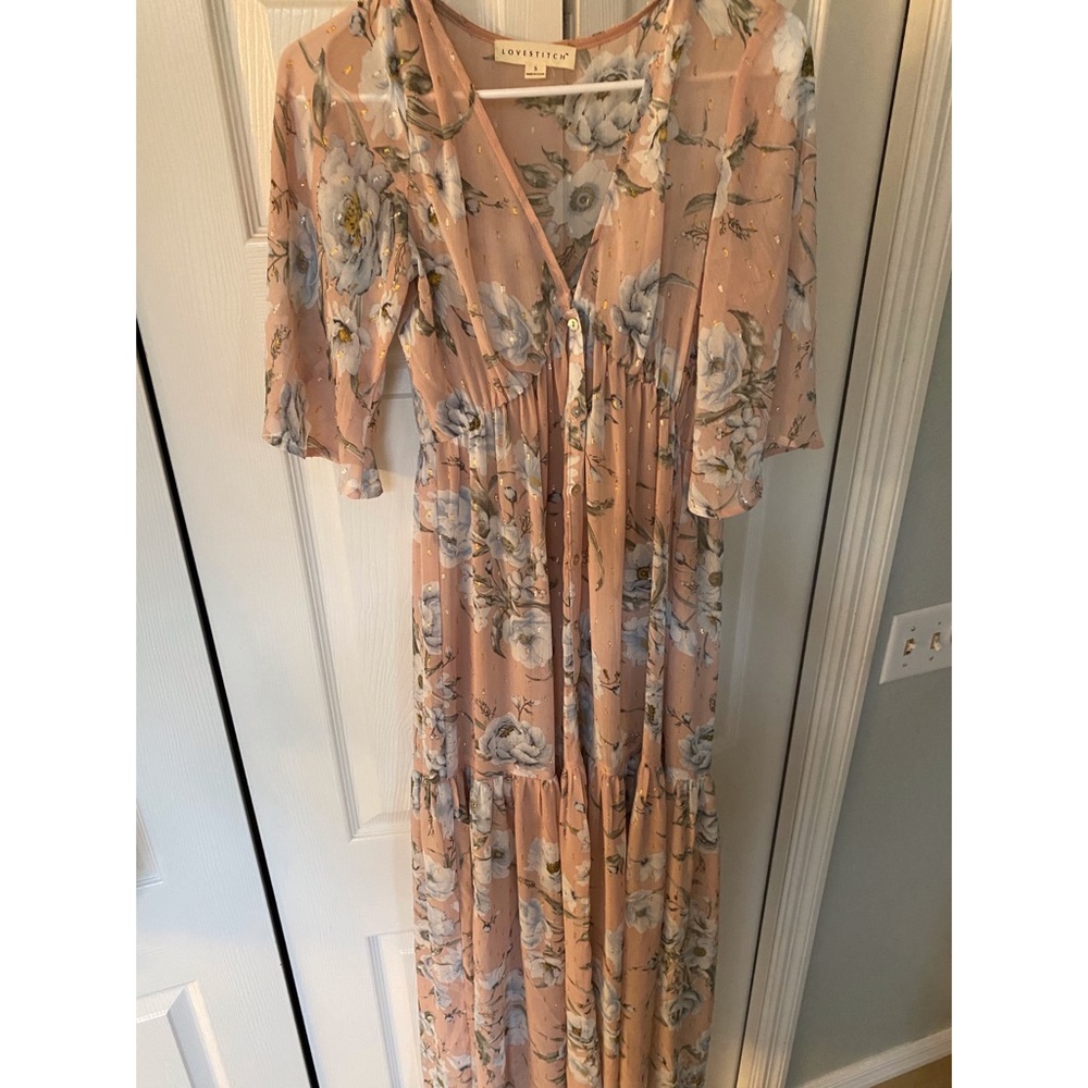 Love Stitch Floral Maxi Dress Size Small